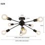 LynPon 8 Lights Modern Sputnik Chandelier Mid Century Black Industrial Ceiling Light Fixture for Kitchen Dining Room Bedroom Hallway Lighting