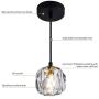 Bewamf Modern Crystal Island Pendant Lighting Mini Vintage Glass Foyer Chandelier Contemporary 1-Light Soccer Ball Shape Ceiling Hanging Lights Fixture for Kitchen Island Living Room Bedroom Brass