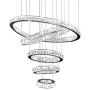 Modern Crystal Ring Chandelier LED Ceiling Fixtures Pendant Light Adjustable Stainless Steel Cable for Dining Living Room Staircase, 3-Color Changing 5 Ring