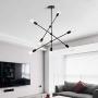 Sputnik Light Fixture Mobile Chandelier 6 Lights Modern Pendant Lighting Black Finish Contemporary Semi Flush Mount Ceiling Light Fixtures for Dining Room