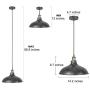 KSANA 14.2 Wide Industrial Pendant Lighting, Big Bran Hanging Light Fixture with Hand-Paint Baking Finish for Kitchen Island, Dining Room, Bedroom and Foyer(Dark Grey)
