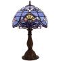 Tiffany Lamp W12H18 Inch Blue Purple Baroque Style Stained Glass Lavender Shade Antique Table Reading Desk Light Base S003C WERFACTORY LAMPS Lover Parent Living Room Bedroom Bar Bedside Art Craft Gift