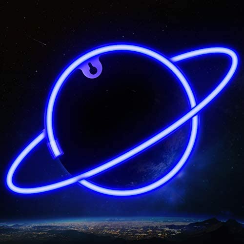 Ifreelife Planet Neon Signs LED Night Light Blue Neon Lights USB Charging/Battery Operated Neon Wall Lights for Home Room Bedroom Party Wedding Birthday Decor Ifreelife Planet Neon Signs LED Night Light Blue Neon Lights USB Charging/Battery Operated Neon Wall Lights for Home Room Bedroom Party Wedding Birthday Decor