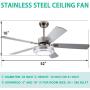 Andersonlight Fan 52'' LED Indoor Stainless Steel Ceiling Fan with Light and Remote Control