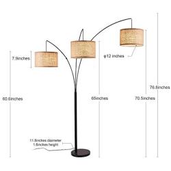 LHLYCLX Multi-Head Tree Floor Lamp, Adjustable Arc Standing Lamps for Living Room-3 Lights Hanging Over The Couch from Behind (Black)