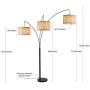 LHLYCLX Multi-Head Tree Floor Lamp, Adjustable Arc Standing Lamps for Living Room-3 Lights Hanging Over The Couch from Behind (Black)