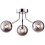 Chandelier Ceiling Mounted Lights Smoked Glass Globe G9 Bulb for Living Room(Chrome, 3-Light)