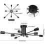 LynPon 8 Lights Modern Sputnik Chandelier Black Industrial Ceiling Light Semi Flush Mount Light Fixture for Kitchen Dining Room Living Room Bedroom Foyer Lighting