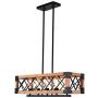 Rustic 5-Light Wood Kitchen Island Light Modern Industrial Rectangular Dinning Room Chandelier Island Light