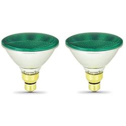 Sterl Lighting - Pack of 2 Par38 Green Floodlight Pool Lighting Halogen Reflector , 70 Watts , 120 Volts , E26 Medium Base , 2700K, 300 Lumens