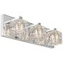 MOTINI Modern 3-Light Bathroom Vanity Light Fixture Over Mirror Chrome Finish Crystal Glass Shade with G9 Halogen Bulbs