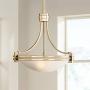 Deco Warm Brass Bowl Pendant Chandelier 12 1/2'' Wide Satin White Glass for Dining Room House Foyer Kitchen Island Entryway Bedroom Living Room - Possini Euro Design