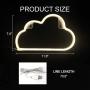 Warm White Cloud Neon Sign for Home Decoration Night neon Light for Wall Decoration Battery/USB Plug LED Neon Light for Living Room Christmas Party