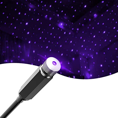 ROLEES Star Decorations Lamp Projector Night Light Adjustable Romantic Galaxy Flexible USB Interior Car Lights, Portable Night for Ceiling, Bedroom, Party and More (Violet Blue)