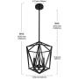 VINLUZ 3 Light Industrial Farmhouse Chandeliers Black Metal Geometric Lantern Pendant Lighting Adjustable Height, Candle-Style Hanging Light Fixtures Ceiling for Dining Room Kitchen Entryway Stairway