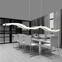 Modern Wave LED Pendant Light Dimmable Fixture Modern LED Chandelier LED Hanging Light Fixture for Contemporary Living Room Dining Room Kitchen Island Table(Dimmable Remote Control) (Waveform)