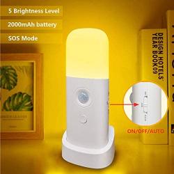 Motion Sensor Light Indoor, Dimmable LED Night Light, Build in 2000mAh Rechargeable Battery Operated, Portable Motion Activated Night Light for Kids Room, Bathroom ,Living Room, Bedroom.(Warm White)