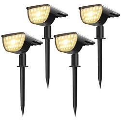 Claoner 32 LED Solar Landscape Spotlights, Wireless Waterproof Solar Landscaping Spotlights Outdoor Solar Powered Wall Lights for Yard Garden Driveway Porch Walkway Pool Patio- Warm White(4 Pack)