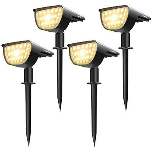 Claoner 32 LED Solar Landscape Spotlights, Wireless Waterproof Solar Landscaping Spotlights Outdoor Solar Powered Wall Lights for Yard Garden Driveway Porch Walkway Pool Patio- Warm White(4 Pack)