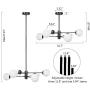 Lampundit Mid Century Modern 6 Light Chandelier, Matte Black Finish with Globe Glass Shade, Industrial Hanging Light Fixture for Living Room, Dining Room, Kitchen Island, Bulb Included, Dia 32.7 inch