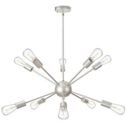 Wellmet Sputnik Chandelier 10-Light, Modern Contemporary Hanging Light Fixture Pendant Ceiling Lighting for Kitchen Dining Room Living Room Foyer, Silver