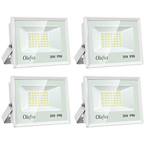 Olafus 4 Pack 35W LED Flood Lights, 3800LM Ultra Bright Floodlight, IP66 Waterproof Outdoor Security Lights, 5000K Daylight White Exterior Lighting for Patio, Backyard, Garden, Porch, Yard
