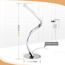 Albrillo Spiral Design LED Table Lamp - Dimmable Desk Lamp Touch Button, Warm White 3000K Bedside Lamps of Stainless Steel, 1.5m Cable, 5W 450LM Nightstand Lamps, for Bedroom, Office, Living Room