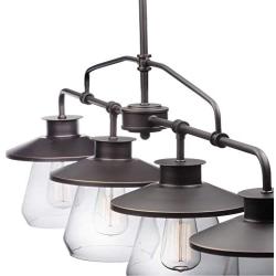 Globe Electric 65382 Nate 4-Light Pendant, Oil Rubbed Bronze, Clear Glass Shades