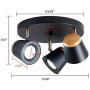 Tehenoo 3-Light Directional & Spotlight,Matte Black and Wooden Finish Semi-Flush Mount for hallways, bedrooms, Foyer, Kitchen, Living Room