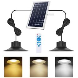 Solar Lights Outdoor, NIORSUN LED Solar Pendant Lights 5000K|4000K|3000K| Dimmable Lighting with Remote Control, 2x16.4ft Cable IP65 Waterproof for Indoor, Garden, Patio, Garage, Camp(2 Pack)