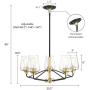 MOTINI 5 Light Large Chandelier in Black and Gold Brushed Brass Finish with Clear Glass Shades Ceiling Hanging Pendant Lighting Fixture for Dining Room Kitchen Bedroom