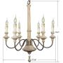 6-Light Chandelier Retro Wood Chandelier Apply to Farmhouse,Dining Room,Kitchen Island, Restaurant,Candle,Dining Room,Foyer,Chandeliers