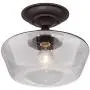 Schoolhouse Floating Modern Ceiling Light Semi Flush Mount Fixture Oil Rubbed Bronze 12'' Wide Clear Glass for Bedroom Kitchen Living Room Hallway Bathroom - Regency Hill