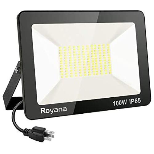 100W LED Flood Light Outdoor with Plug,IP65 Waterproof LED Work Lights,6000K 10000LM Super Bright Security Light,Daylight White Portable Floodlight,Spotlight for Yard Garden Court Lawn