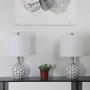 Maxax Modern Table Lamp Set of 2 Ball Ceramic Desk Lamp with White Fabric Shade for Living Room Family Bedroom Bedside