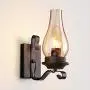 LITFAD Industrial Retro Wall Light Fixtures Dining Room Hallway Kerosene Wall Lamp Metal and Glass Single Light Vintage Style LED Wall Sconce Lighting Bedside Lamp