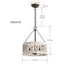 Distressed White Farmhouse Wood Chandelier, Wood Durm Pendant Lighting for Kitchen, Dining Room, Living Room