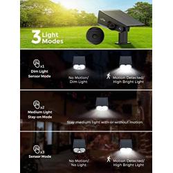 LITOM 30 LEDs Solar Motion Sensor Landscape Spotlights, IP67 Waterproof Outdoor Solar Powered Security Wall Light 3 Modes Solar Landscaping Lighting for Yard Garden Garage Pool Patio 2 Pack Cold White