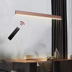 Phube Dimmable LED Pendant Lamp Minimalist Creative Ceiling Lamp Modern Linear Hanging Light Art Decorative Indoor Lighting Fixture for Dining Room Kitchen Office(Bronze-90cm)