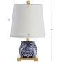 JONATHAN Y JYL3014A Justina 16'' Ceramic Mini LED Lamp Cottage,Transitional for Bedroom, Living Room, Office, College Dorm, Coffee Table, Bookcase, Blue/White