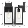 Emliviar Outdoor Wall Lantern, 13.8 Inch 1-Light Exterior Porch Light in Black Finish with Clear Glass, WE212B BK