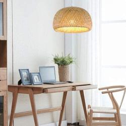 TFCFL Pendant Light Fixtures Rattan Ceiling Wicker Shade Hollow Retro Bamboo Chandelier E27 Farmhouse Hanging Lamp for Dinging Room Living Room, Bedroom, Leisure Venue