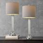 OYEARS Crystal Table Lamp Set of 2 for Bedroom 27.75” Modern Table Lamp for Living Room Office Bedside Table Lamp for Reading Grey