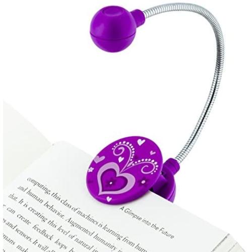 WITHit Clip On Book Light –Violet Heart– LED Reading Light for Books and eBooks, Reduced Glare, Portable and Lightweight, Cute Bookmark Light for Kids and Adults, Batteries Included