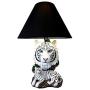Ebros White Rare Alaskan Tiger Desktop Table Lamp Statue with Black Fabric Shade Siberian Albino Tiger Home Decor Lighting Accessory As Jungle Forest Large Cats (White Siberian Tiger)