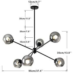 BOKT Sputnik Chandelier 6 Lights Magic Bean Molecular Chandelier Globe Chandeliers Light Fixture for Living Room Restaurant Kitchen Island E26 Base (Smoke Grey, 6 Lights)