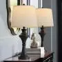 Oneach USB Table Lamp Modern Table Lamps Set of 2 for Living Room with USB Charging Port Bedside Lamp Fabric Drum Shade Accent Lamp Light for Bedroom Black