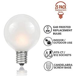 G40 Globe Replacement Bulbs with Frosted White, 1.5 Inch -5 Watt -Screw Base -Fits E12 and C7 Sockets, 25 Pack