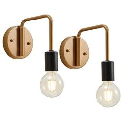 COTULIN 2 Pack Vintage Industrial Gold Metal Wall Sconce,Wall Lamp for Living Room Bedroom Hallway,Retro Edison Wall Sconce Lighting with Black Socket