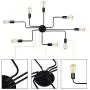 T&A Black 8 Lights Sputnik Chandelier Semi Flush Mount Ceiling Light,Modern Industrial Style Lighting Fixture for Kitchen Dining Room T&A Black 8 Lights Sputnik Chandelier Semi Flush Mount Ceiling Light,Modern Industrial Style Lighting Fixture for Kitchen Dining Room